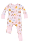 Angel Dear Babies'  Print Convertible Zip Romper In Pink