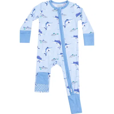 Angel Dear Babies'  Print Convertible Zip Romper In Blue