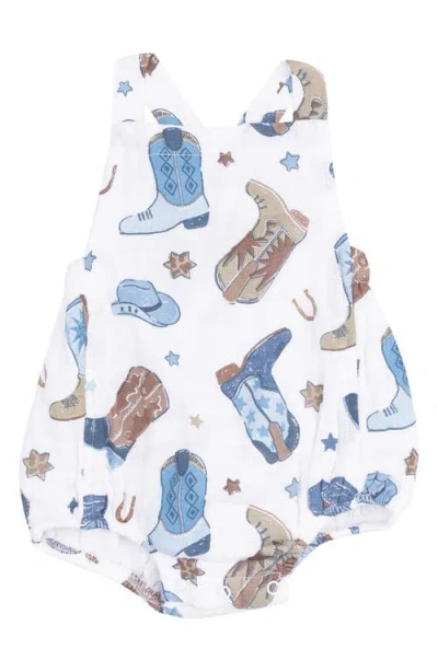Angel Dear Babies'  Print Organic Cotton Muslin Romper In White