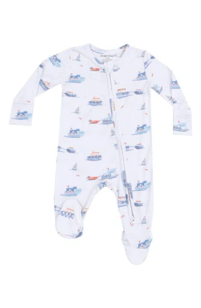 Angel Dear Babies'  Print Two-way Zip Footie In White