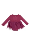 Angel Dear Rib Tutu Skirted Bodysuit In Burgundy