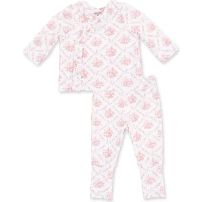 Angel Dear Babies'  Rose Bow Lattice Take Me Home Top & Pants Set In Multi