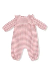 Angel Dear Rose Pink Plaid Organic Cotton Muslin Romper In Pink