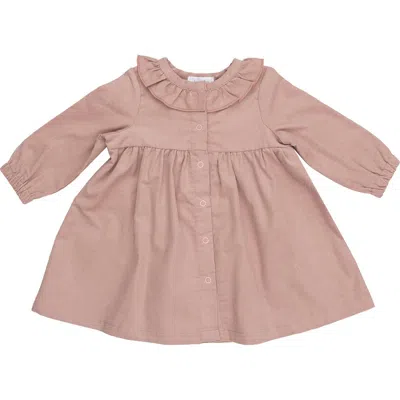 Angel Dear Babies'  Ruffle Long Sleeve Corduroy Dress In Pink