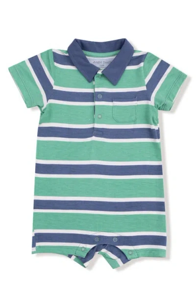 Angel Dear Babies'  Rugby Stripe Romper In Green