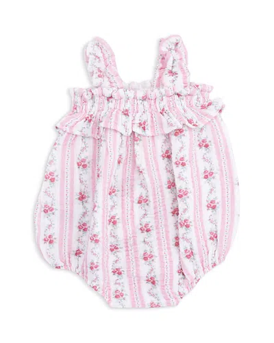 Angel Dear S Girls' Winding Roses Stripe Ruffly Strap Bubble Romper - Baby In Pink
