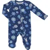Angel Dear Snowflakes Long Sleeve Zip Footie In Blue