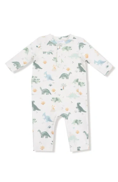 Angel Dear Babies'  Soft Dinos French Terry Romper In White