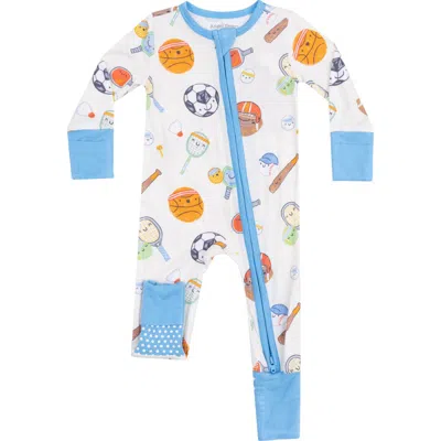 Angel Dear Babies'  Sports Ball Convertible Zip Romper In Ivory