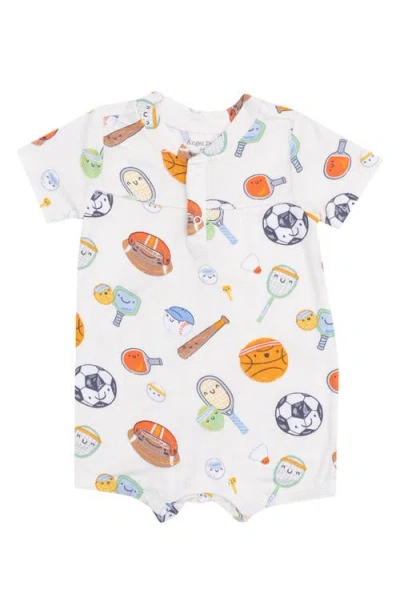 Angel Dear Babies'  Sports Ball Henley Romper In Ivory