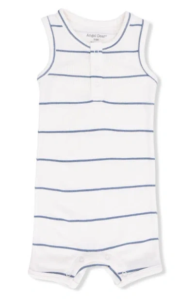 Angel Dear Babies'  Stripe Henley Romper In White