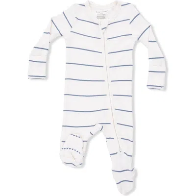 Angel Dear Babies'  Stripe Rib Footie In White