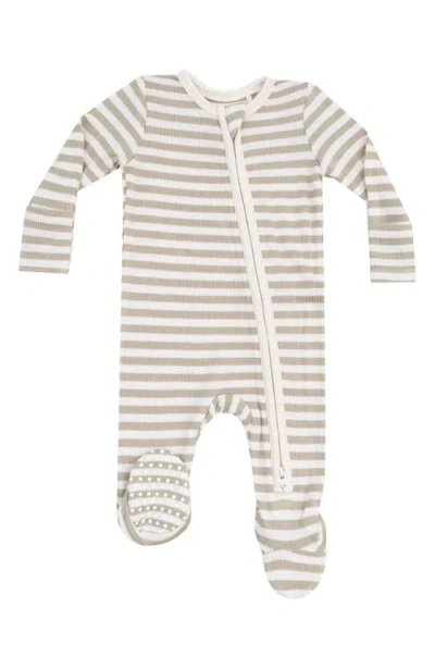 Angel Dear Babies'  Stripe Zip Footie In Neutral