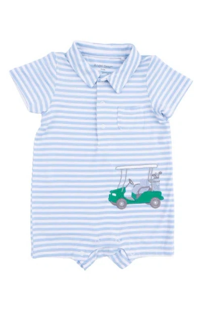 Angel Dear Babies'  Striped Golf Polo Romper In Blue