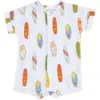 Angel Dear Surfboard Print Organic Cotton Gauze Romper In Blue