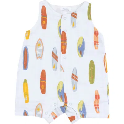 Angel Dear Babies'  Surfboards Organic Cotton Muslin Shortie Romper In Blue