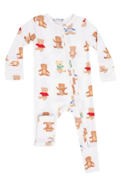 Angel Dear Babies'  Teddy Bear Convertible Zip Romper In White