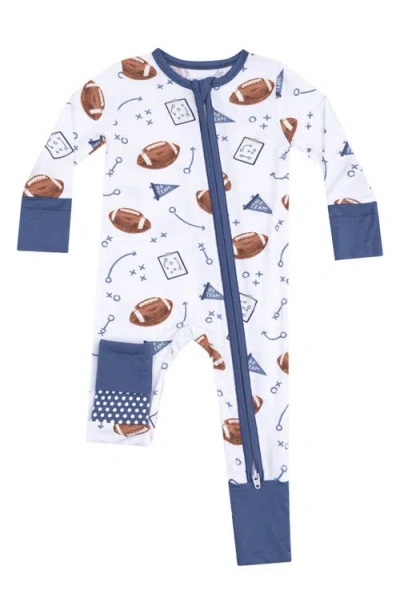 Angel Dear Babies'  Touchdown Time Convertible Zip Romper In Blue