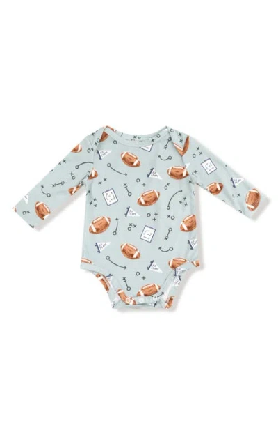Angel Dear Babies'  Touchdown Time Long Sleeve Bodysuit In Blue