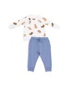 Angel Dear Unisex Best Friend Dogs French Terry Raglan Sweatshirt & Jogger Pant Set - Baby In White