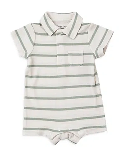 Angel Dear Unisex Green Stripe Polo Shortie Romper - Baby In Multi