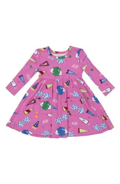 Angel Dear Babies'  Varsity Cheer Long Sleeve Dress In Pink