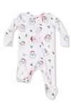 Angel Dear Vintage Santa Print Zip Footie In White