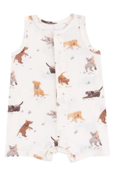 Angel Dear Babies'  Watercolor Puppies Sleeveless Romper In Beige