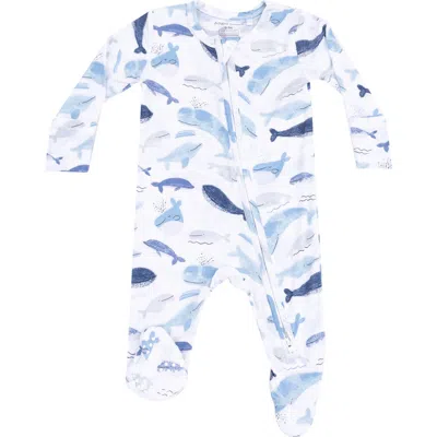 Angel Dear Babies'  Whale Print Footie In Blue