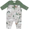 Angel Dear Winter Fun Skiers Romper In Green