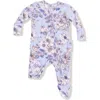 Angel Dear Woodrose Print Zip Footie In Purple