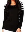 Angel Dot Stripe Scoop Top In Black/white In Black