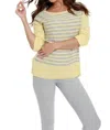Angel Double Striped Sweater In Yello/gray In Multi