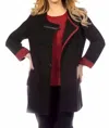Angel Double Welt Sweater Jacket In Black/red In Multi