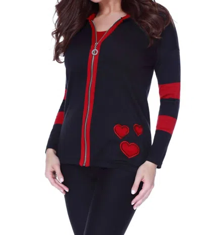 Angel Falling In Love Cardigan In Red/black In Multi