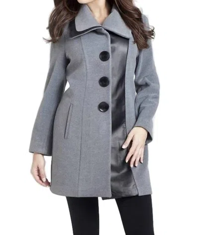 Angel Faux Leather Accent Car Coat In Gray/black In Grey