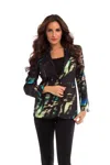 ANGEL FAUX SUEDE MIDNIGHT BLAZER IN BLACK MULTI