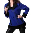 ANGEL FUNNEL-COLLAR COAT IN COBALT/BLACK