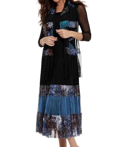 Angel Garden Maxi Dress In Blue/black