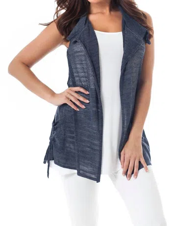Angel Gathered Draped Collar Vest In Denim In Multi