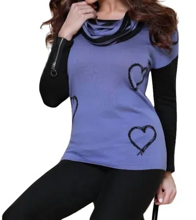 Angel Hearts Pullover W/ Infinity Scarf In Lavender In Blue