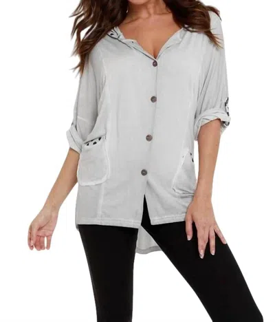 Angel Hooded Polka Dot Button Cardigan In Light Gray In Multi