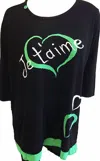 ANGEL JE'TAIME SWEATER IN BLACK/GREEN