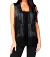 Angel Layered Fringe Vest In Black/gray In Multi