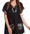Angel Leopard Tie Up Poncho In Black/gray In Black