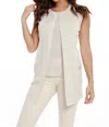 Angel Linen Long Vest In Sand In Multi