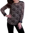 Angel Long Sleeve Crew Tunic In Cheetah In Black