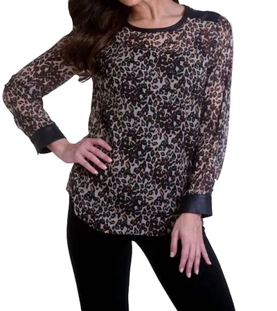 Angel Long Sleeve Crew Tunic In Cheetah In Black