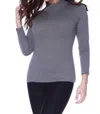 Angel Long Sleeve Mock Neck Top In Gray In Purple