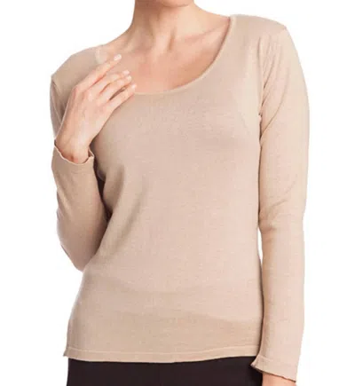 Angel Long Sleeve Scoop Neck Top In Champagne In Beige